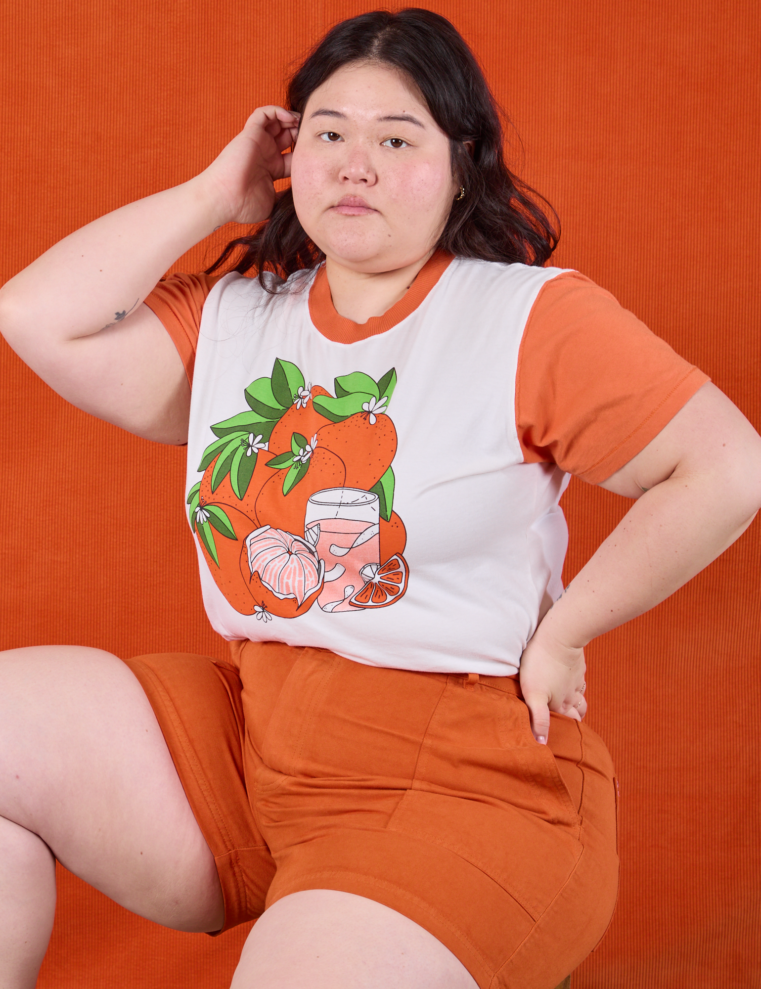 Anniversary Tee in Orange Blossom on Ashley