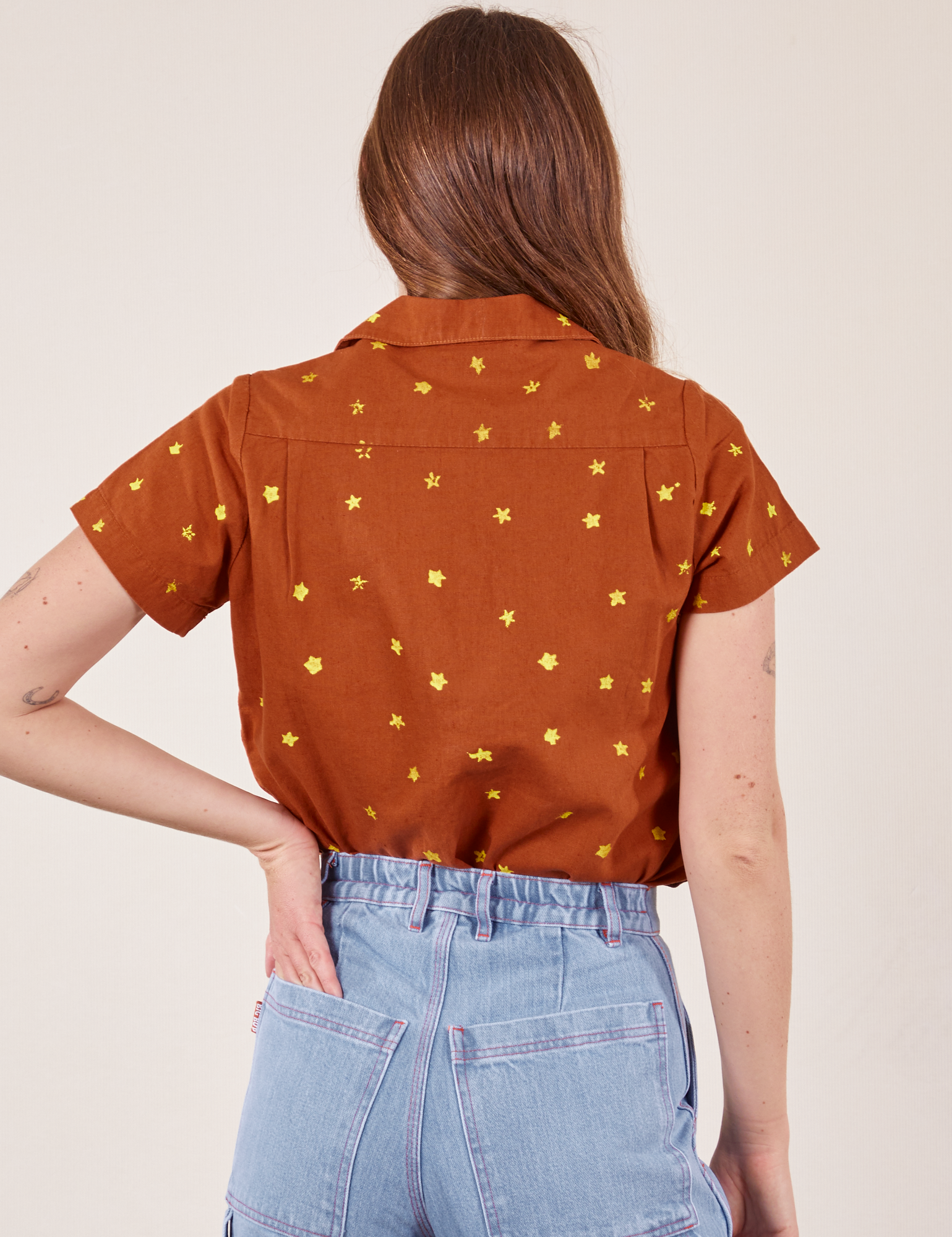 Back view of Icon Pantry Button-Up in Stars on Scarlett