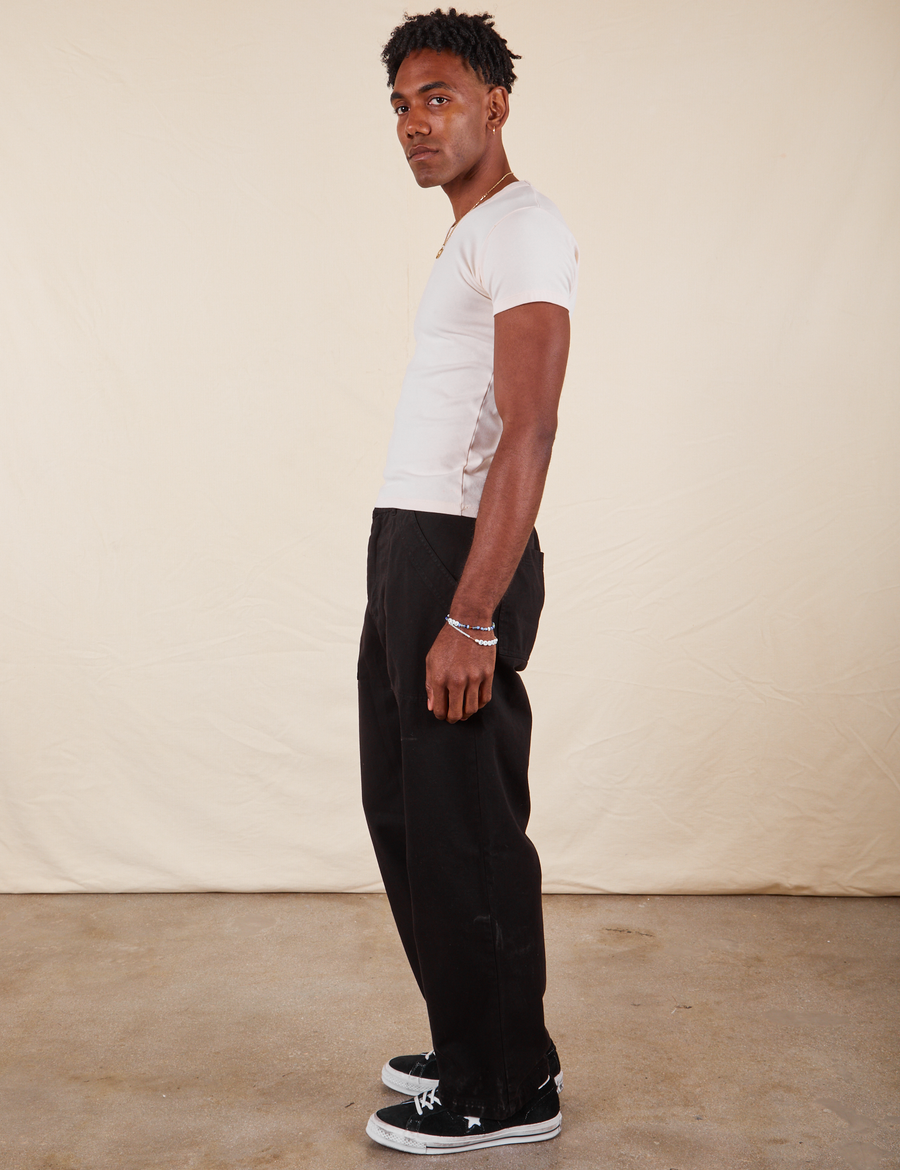 Work Pants in Basic Black side view on Jerrod