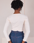 Long Sleeve V-Neck Tee in Vintage Tee Off-White back view on Cheyann