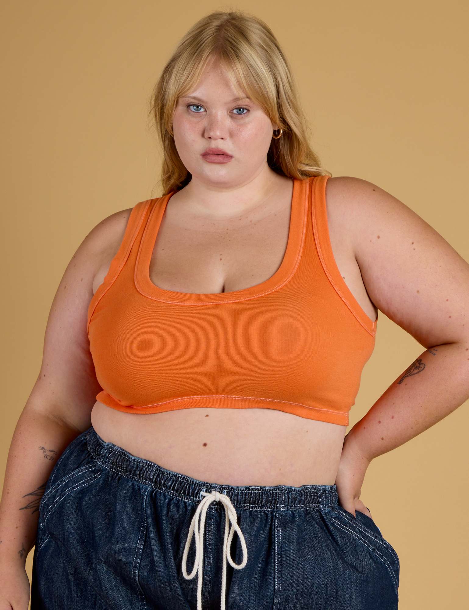 Contrast Stitch Mini Tank - Construction Orange