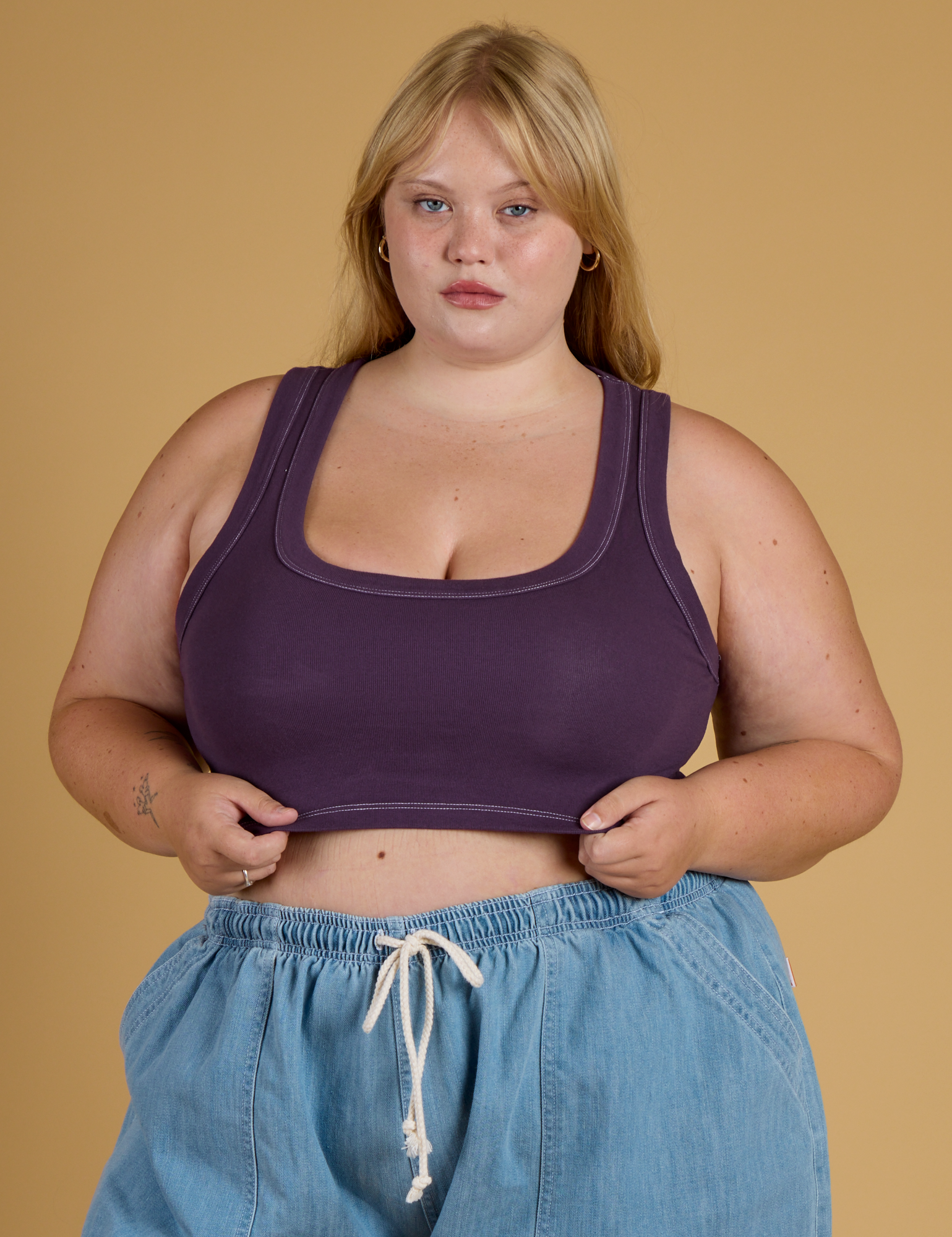 Contrast Stitch Mini Tank - Nebula Purple