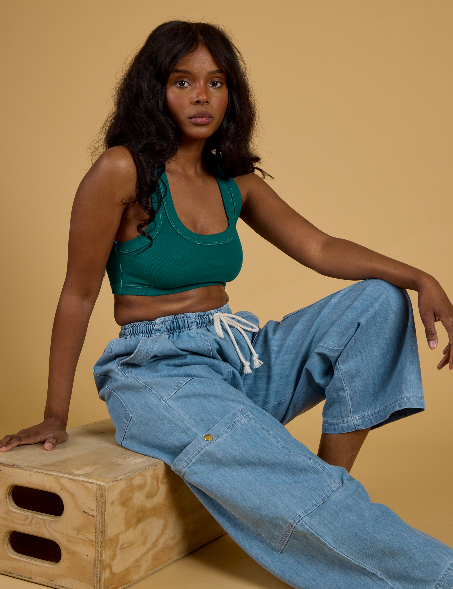 Contrast Stitch Mini Tank - Hunter Green