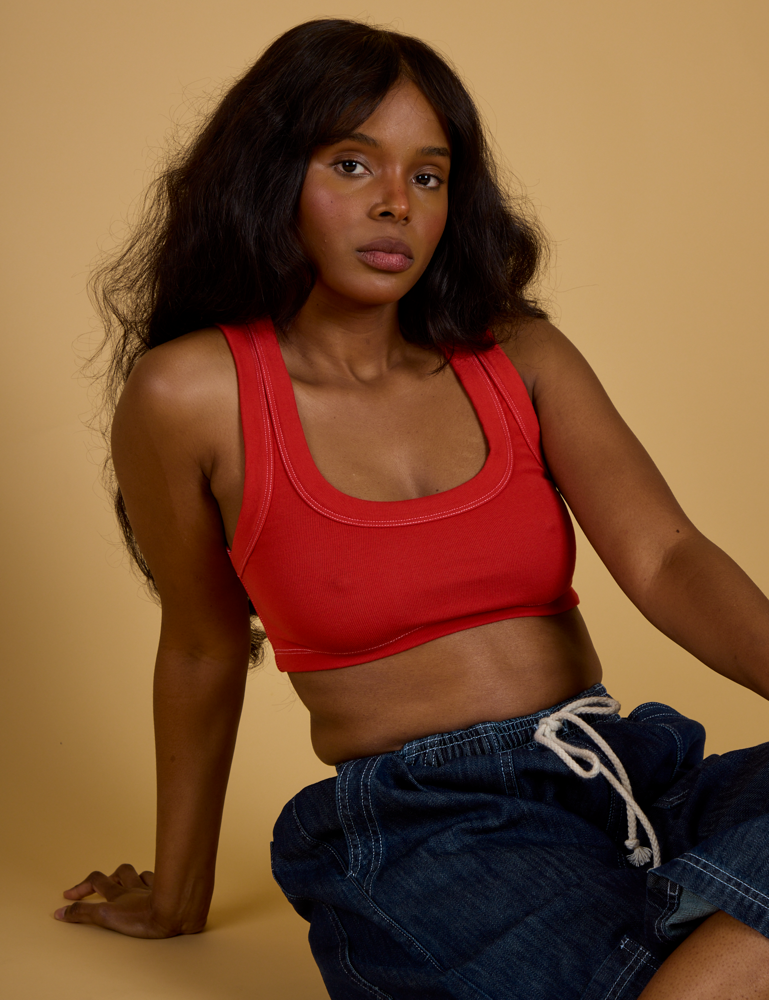 Contrast Stitch Mini Tank - Mustang Red