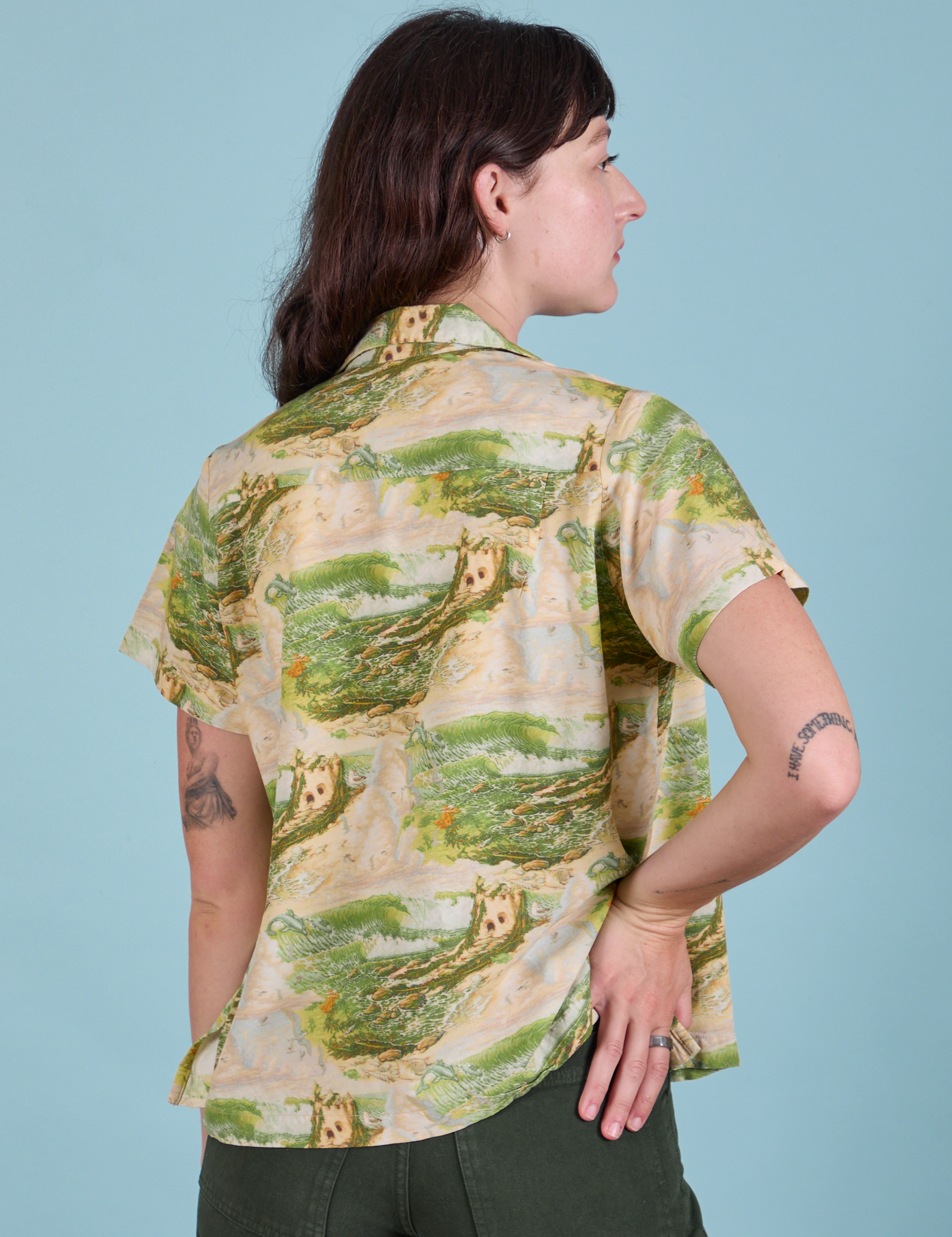 Pantry Button-Up in Ocean and Sky back view on Alex