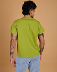 Organic Vintage Tee in Gross Green back view on Jesse