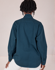 Twill Overshirt in Lagoon back view on Cheyann