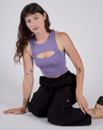 Alex wearing the Faded Grape Porthole Tank