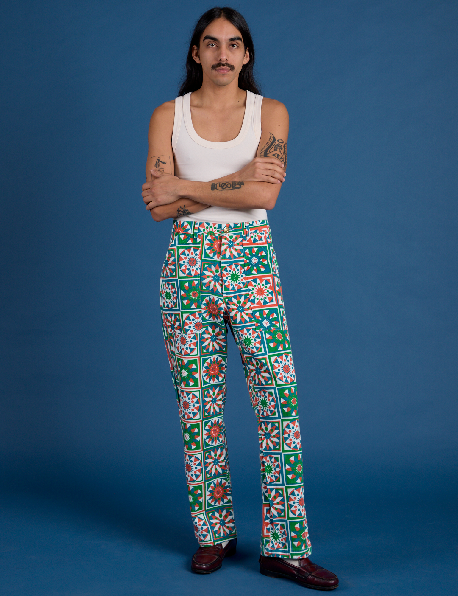 Work Pants in Quilt Print worn by Anthony