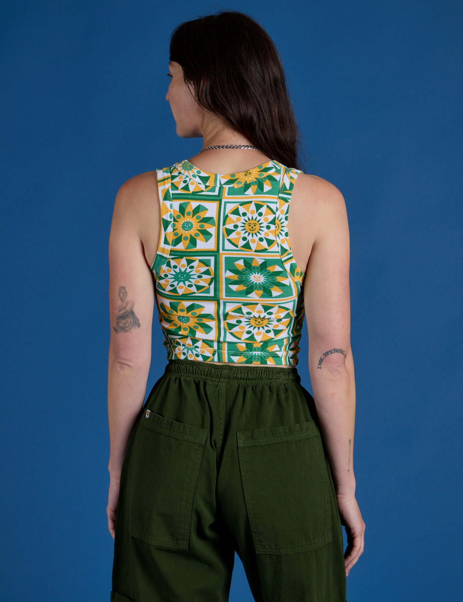 Cropped Tank Top - Spring Quilt Print