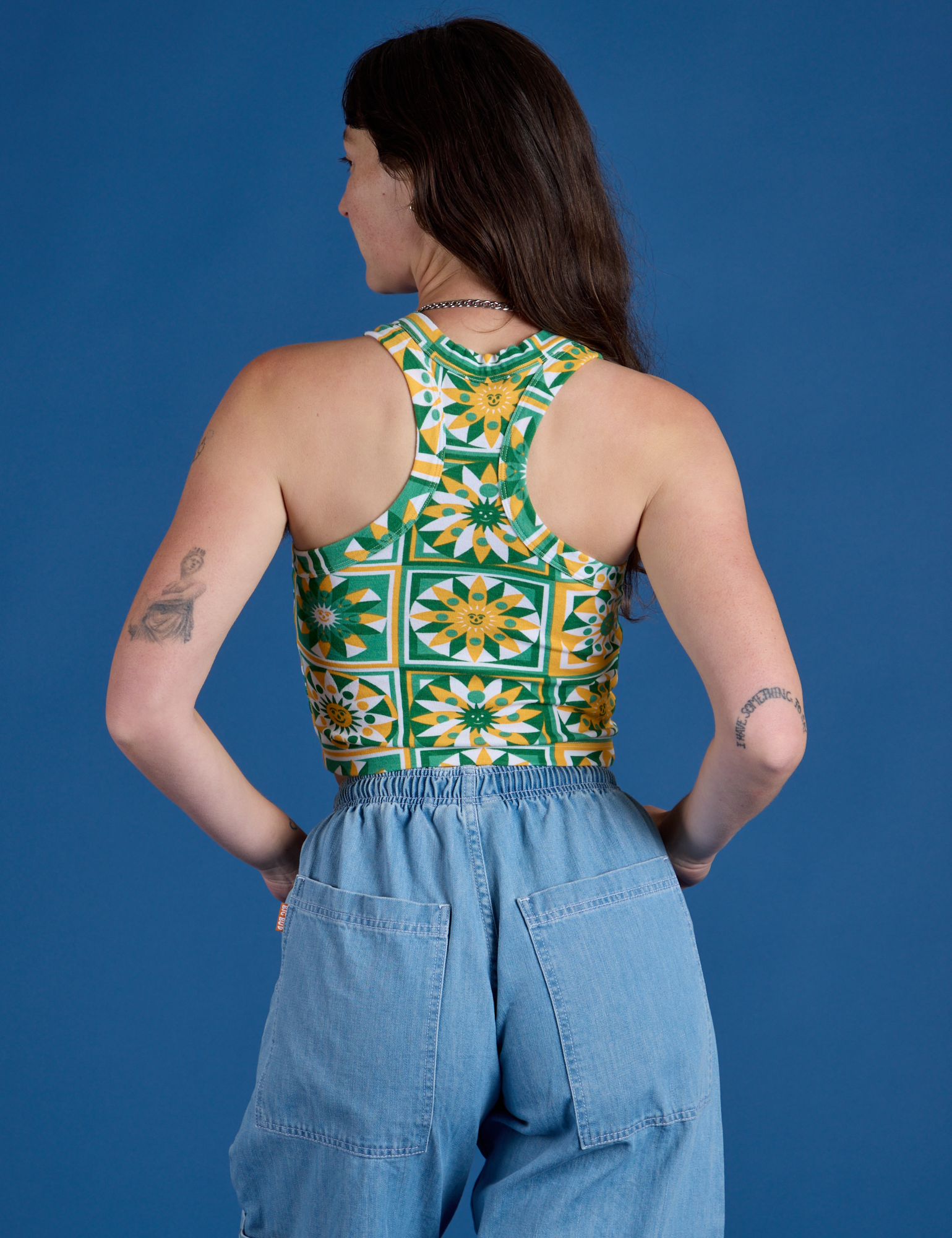 Deep-Cut Racerback Tank - Spring Quilt Print