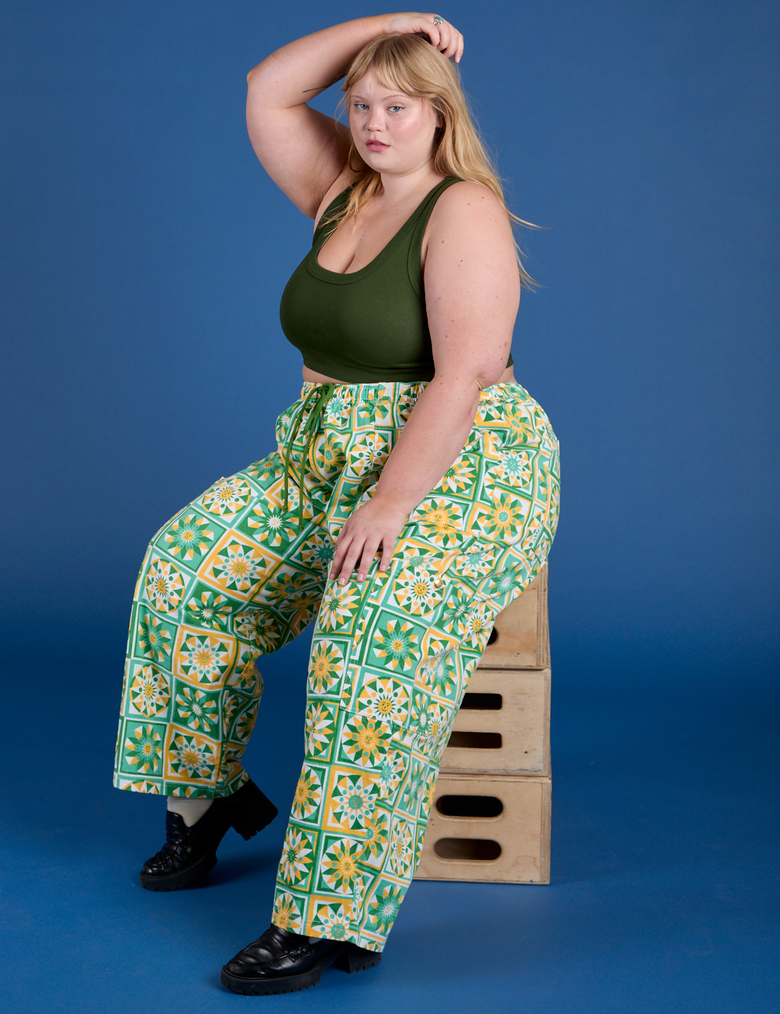 Drop Pocket Cargo Pants - Spring Quilt Print