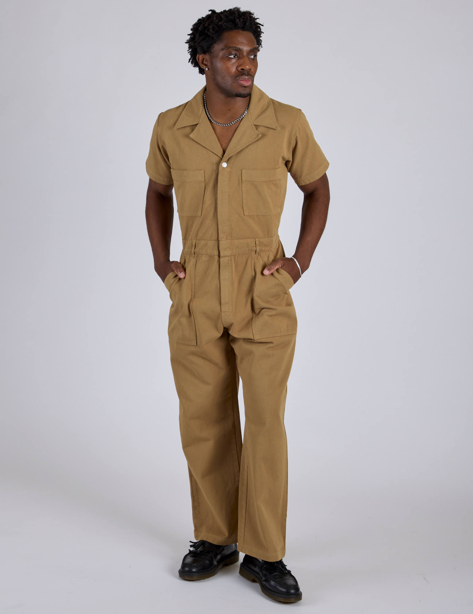 Short Sleeve Jumpsuit - Desert Brown