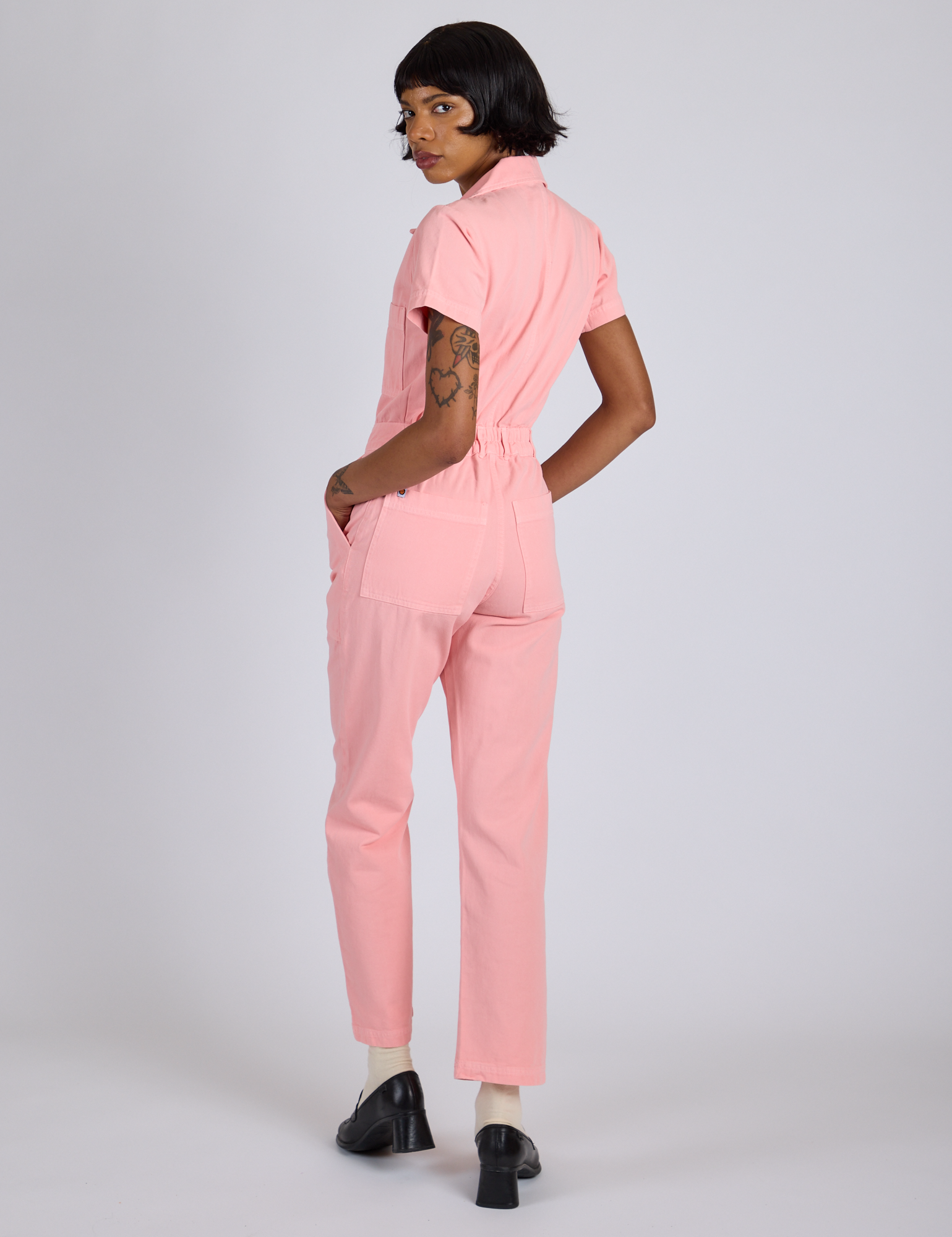 Short Sleeve Jumpsuit - Baby Pink