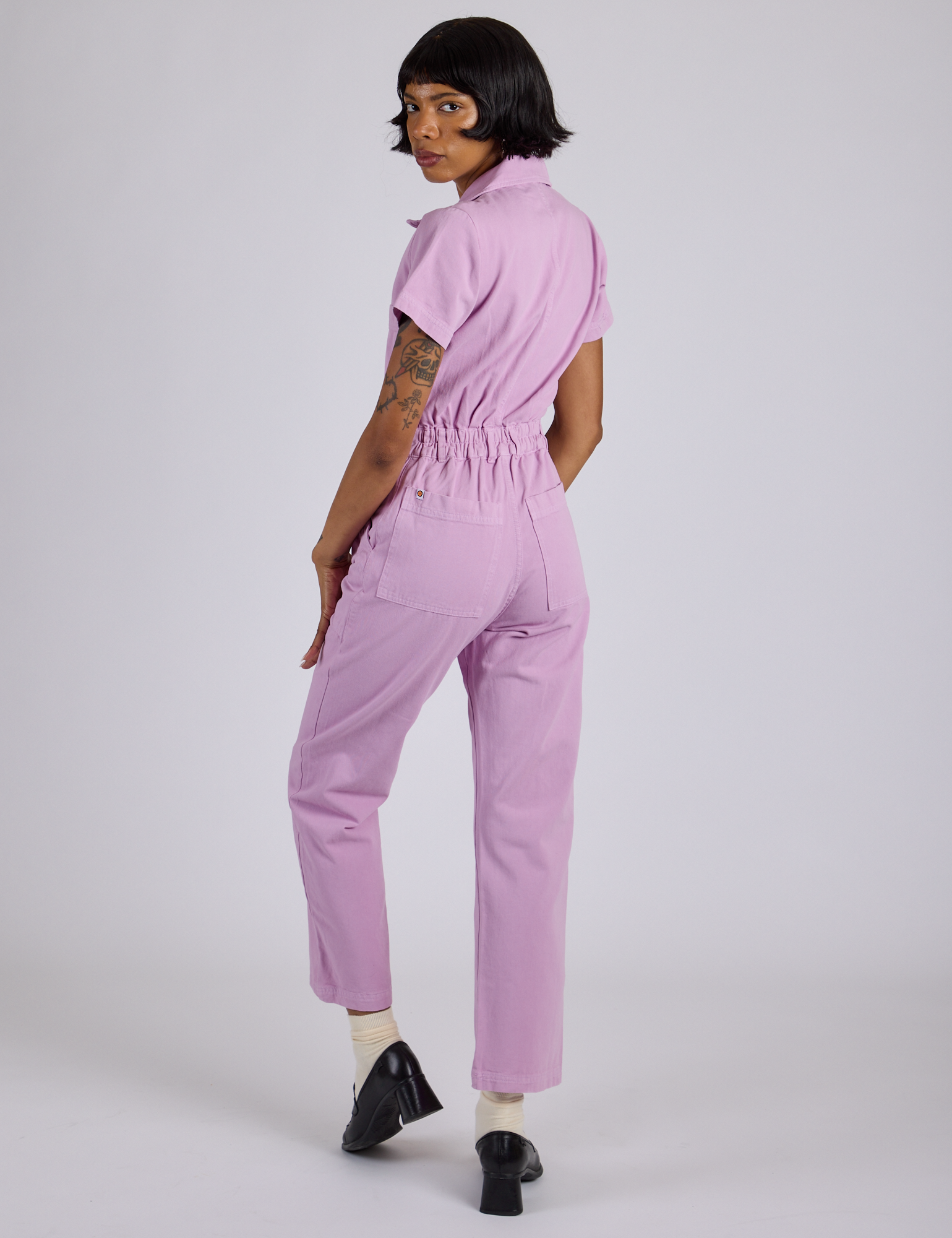 Short Sleeve Jumpsuit - Lilac Purple