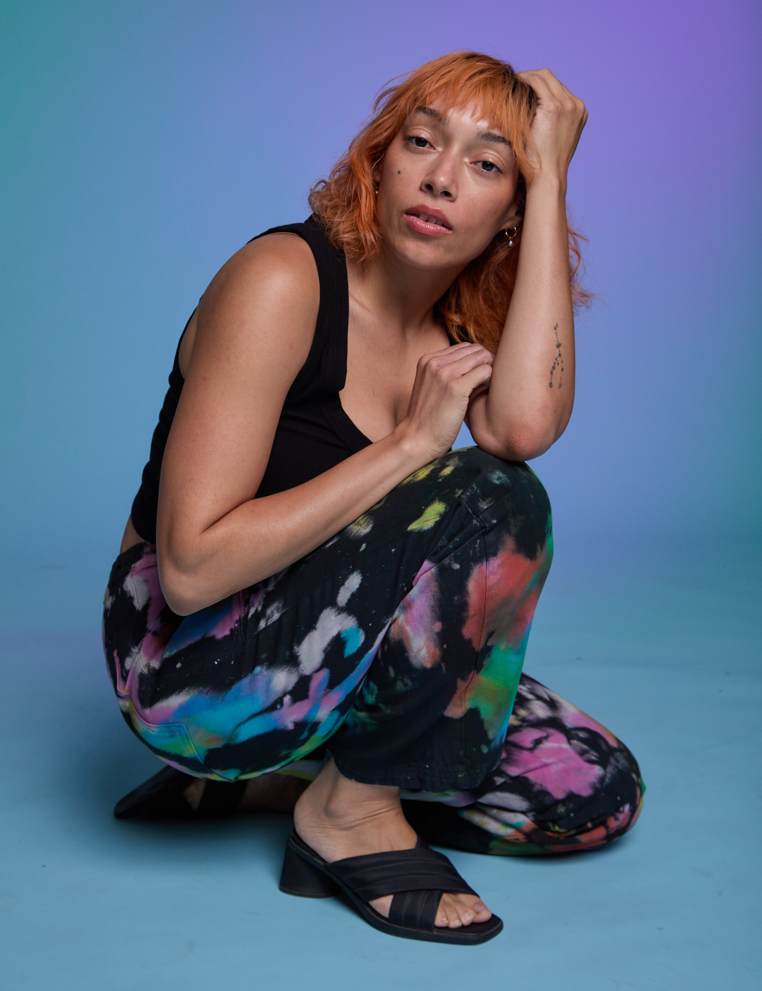 Work Pants in Rainbow Magic Waters worn by Tiara