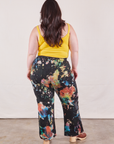 Back view of Western Pants in Rainbow Magic Waters and sunshine yellow Cami on Ashley