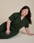 Short Sleeve Jumpsuit in Swamp Green worn by Ashley