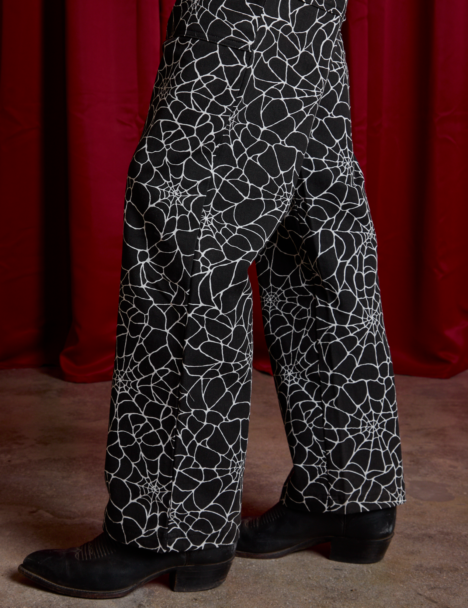 Side pant leg close up of Work Pants in Spiderwebs on Anthony