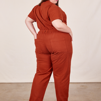 Back view of Short Sleeve Jumpsuit in Paprika worn by Marielena