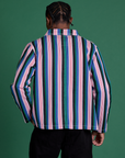 Stripe Work Jacket in Pacific Stripe back view on Isaac