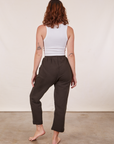 Back view of Cropped Rolled Cuff Sweatpants in Espresso Brown on Alex