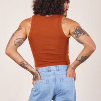Back view of Cropped Tank Top in Burnt Terracotta worn by Jesse