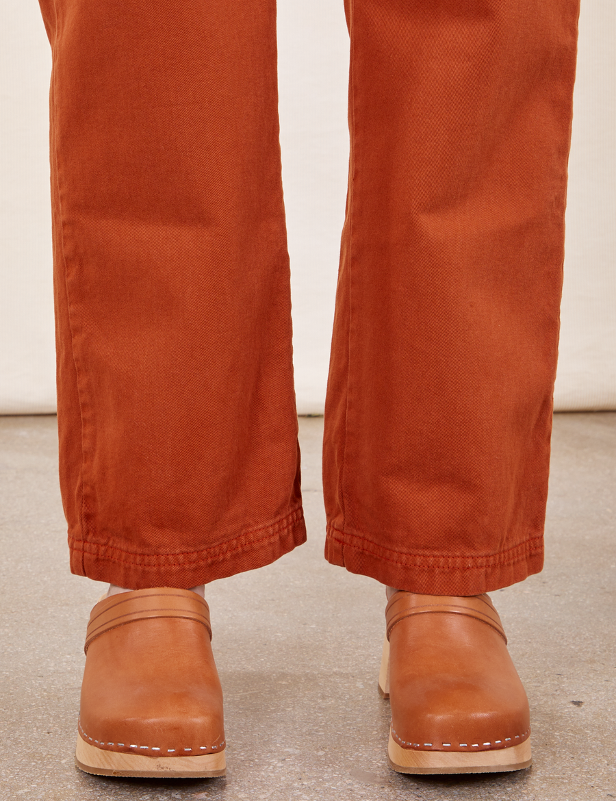 Bottom pant leg close up of Work Pants in Burnt Terracotta on Soraya