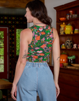 Cropped Tank Top in Kitchen Collection back view on Alex