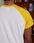 Short Sleeve Raglan Tee in Mushrooms back close up on Jerrod