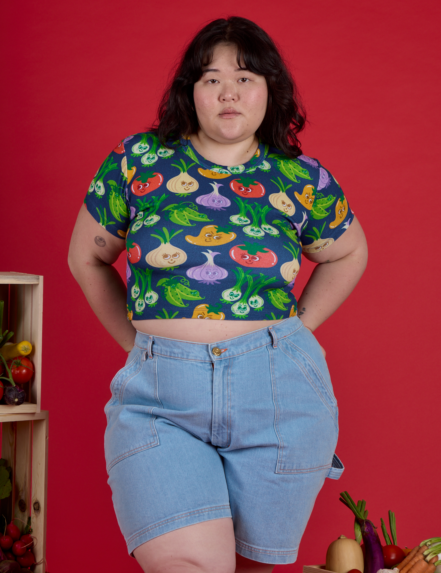 Veggie Village Cropped Baby Tee