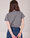 Back view of Organic Vintage Tee in Washed Grey on Hana