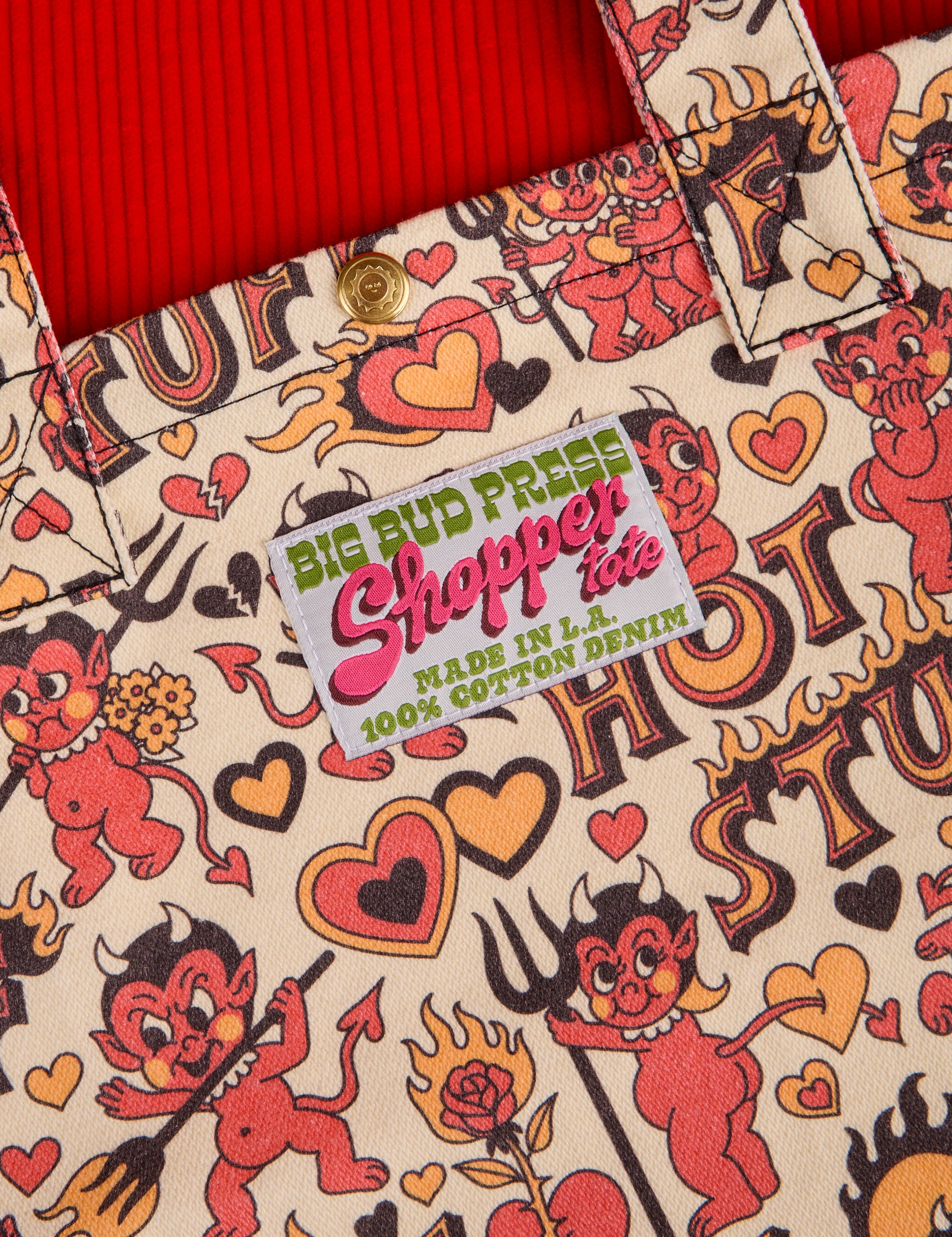 Hot Stuff Printed Shopper Tote close up