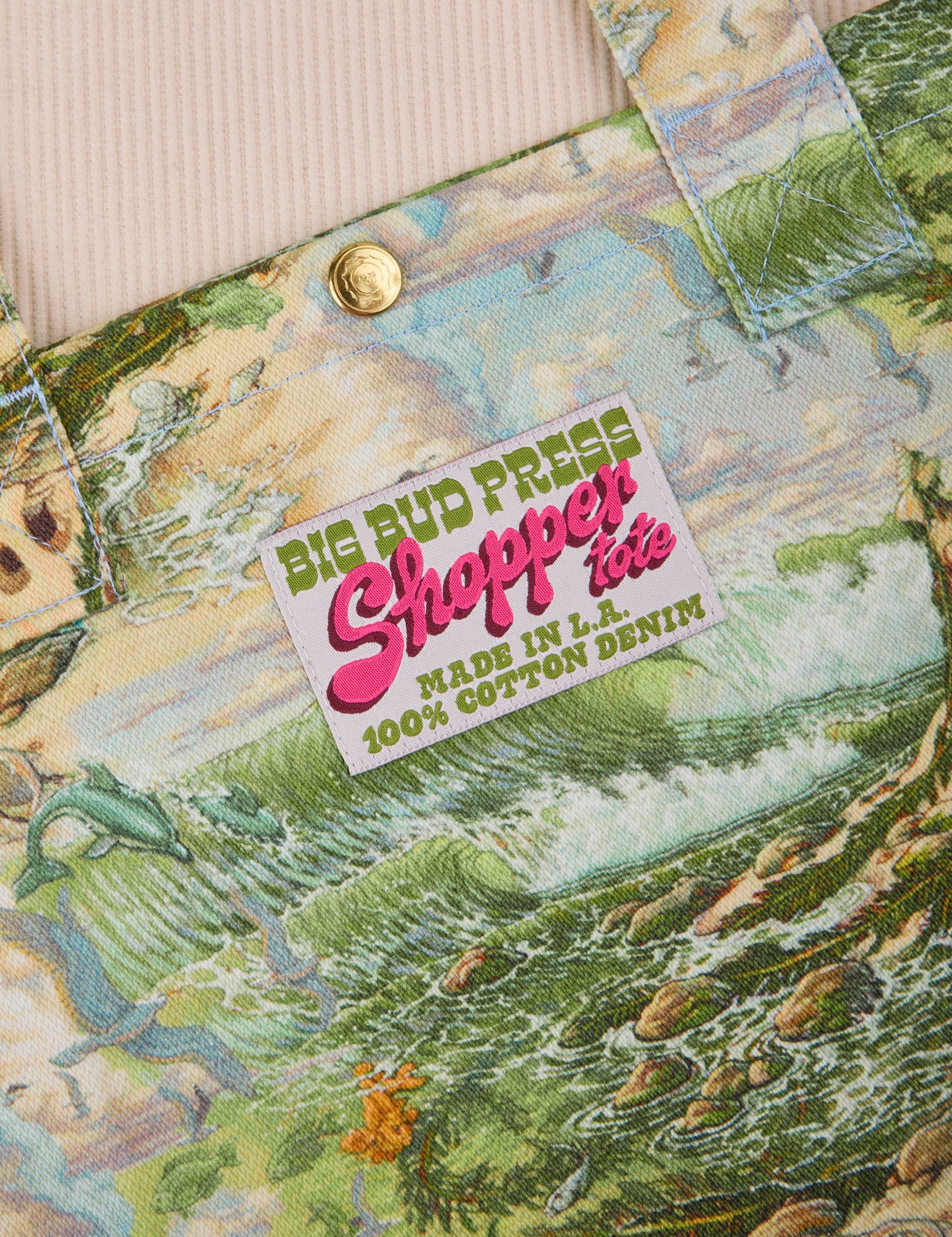 Ocean and Sky Printed Shopper Tote close up