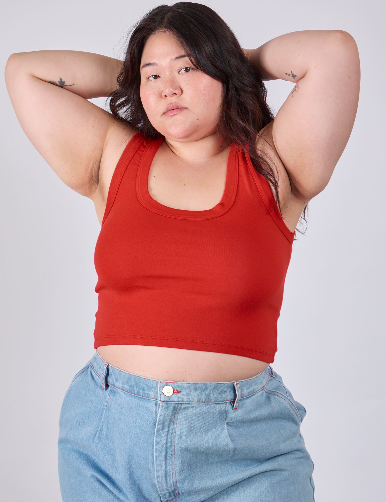 Cropped Tank Top in Mustang Red on Ashley