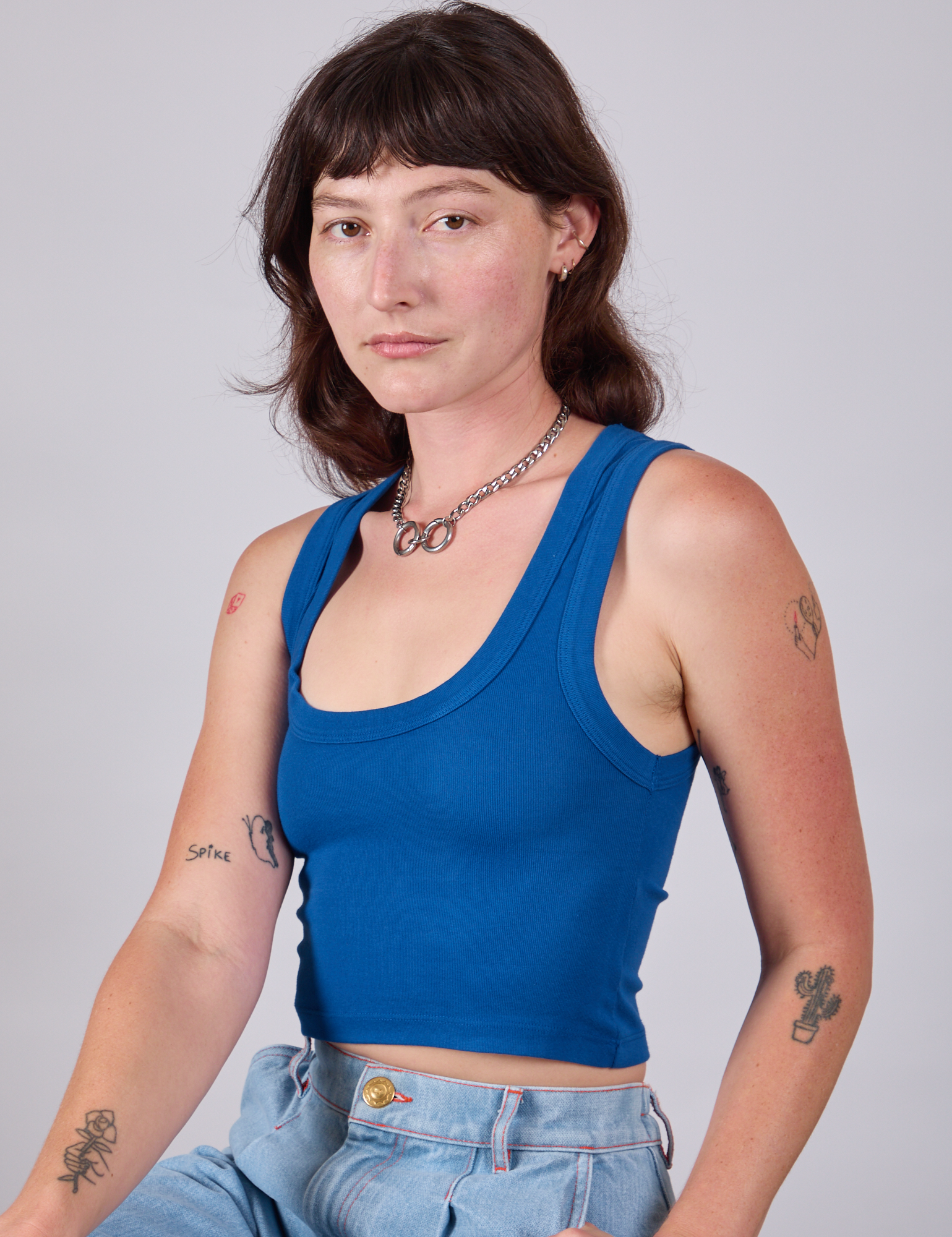 Cropped Tank Top in Royal Blue on Alex