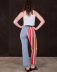 Back view of Mixed Stripe Work Pants and Cropped Tank in vintage tee off-white on Alex