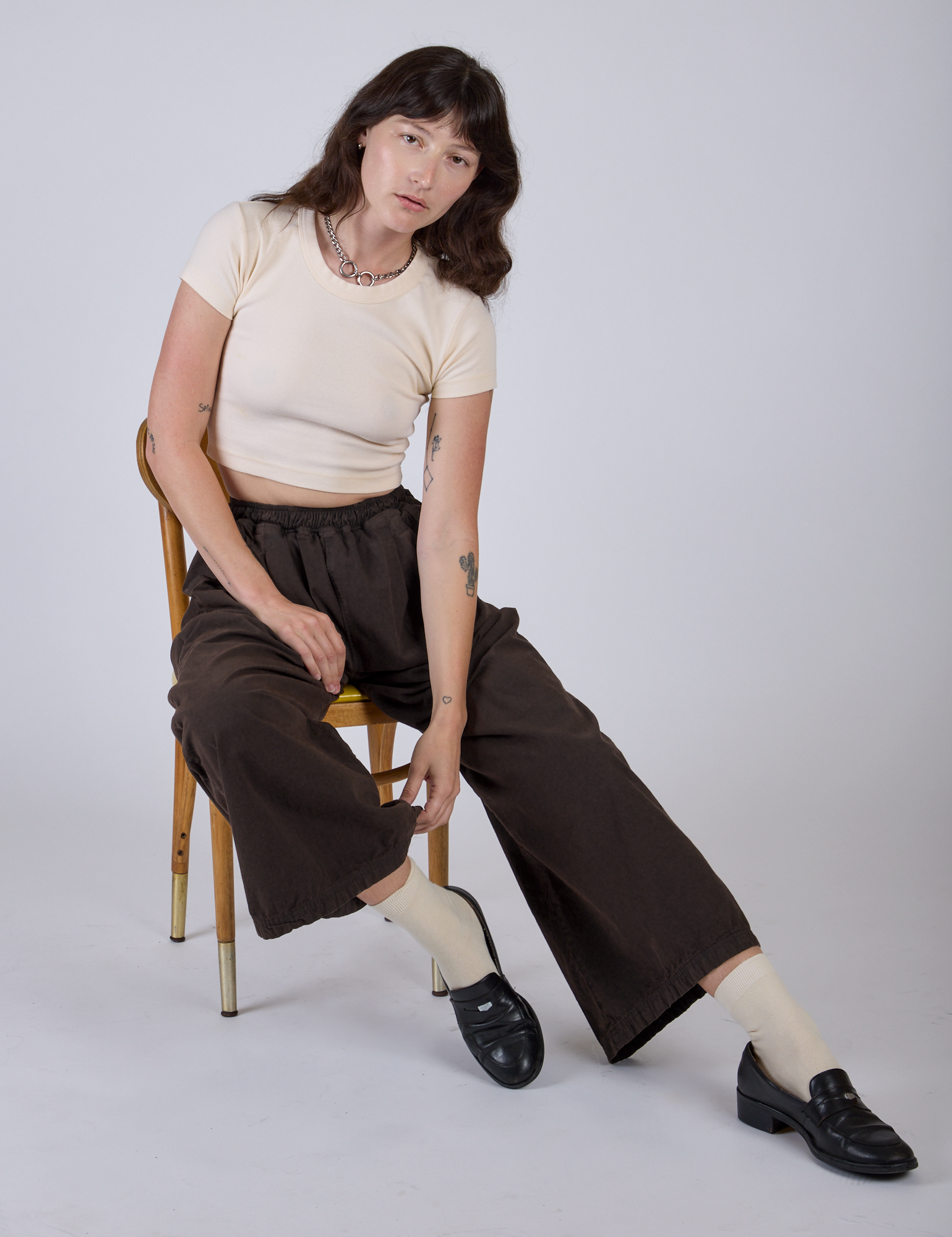 Pleated Pull-On Pants - Espresso Brown