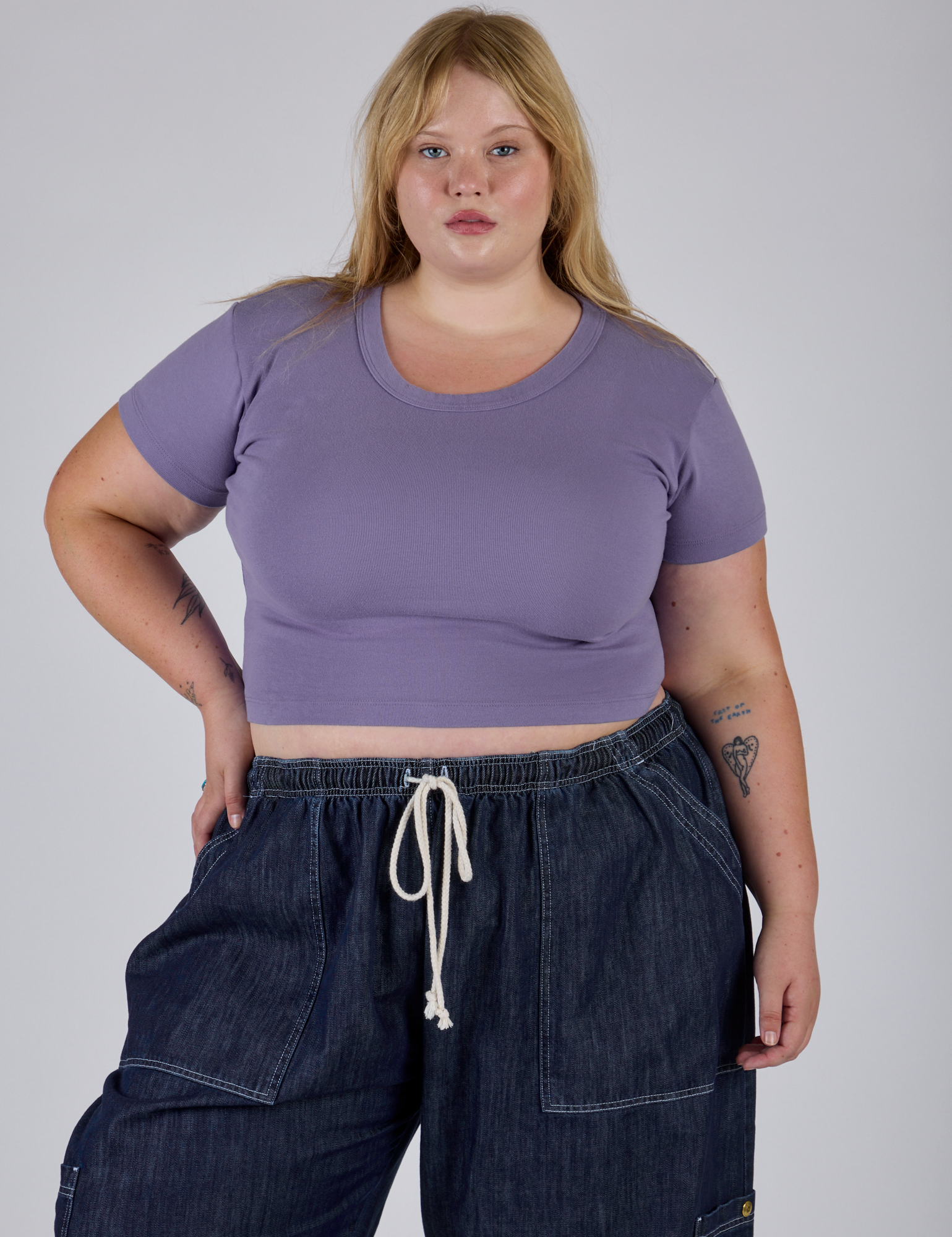 Cropped Baby Tee - Faded Grape