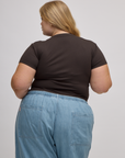 Back view of Baby Tee in Espresso Brown on Juliet