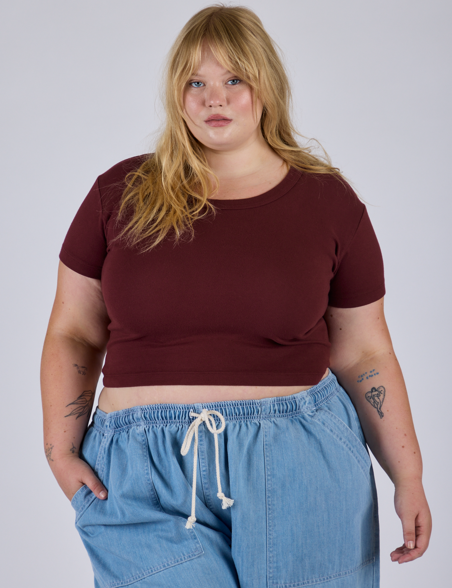 Cropped Baby Tee - Red Wine