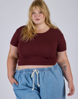 Cropped Baby Tee - Red Wine