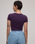 Back view of Baby Tee in Nebula Purple on Alex