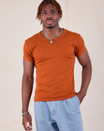 Baby Tee in Burnt Terracotta worn by Isaac