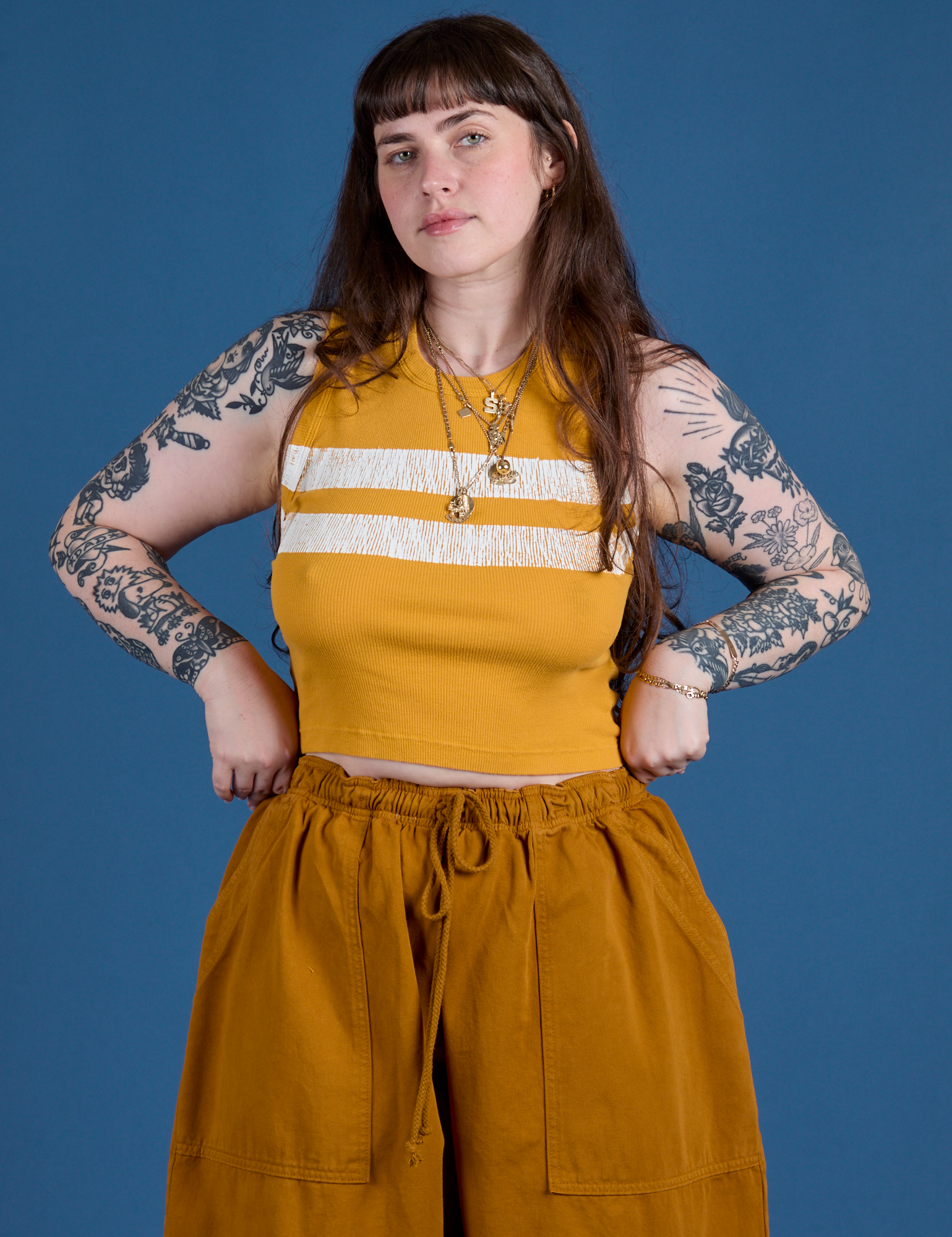 Painted Muscle Tee - Mustard Yellow