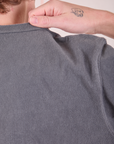 Burly Tee in Washed Grey back shoulder close up on Quinn