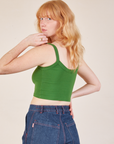 Cropped Cami in Lawn Green angled back view on Margaret