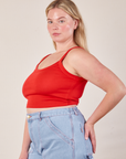 Cropped Cami in Mustang Red side view on Lish