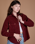 Cropped Corduroy Overshirt - Red Wine