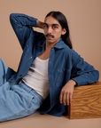 Cropped Corduroy Overshirt - French Blue